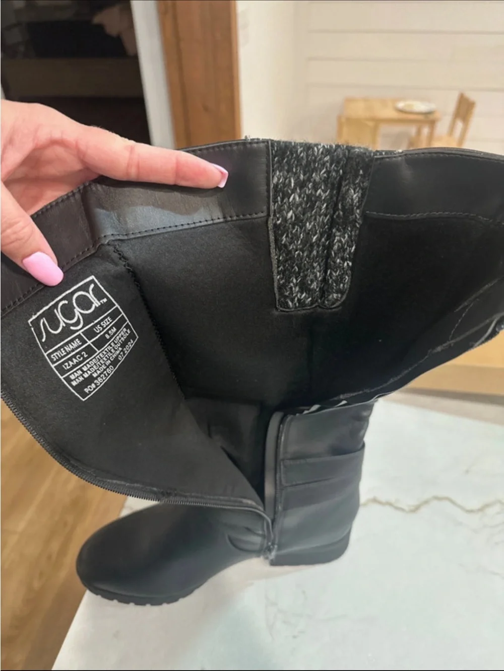 Sugar Black Over-the-Knee Leather Boots